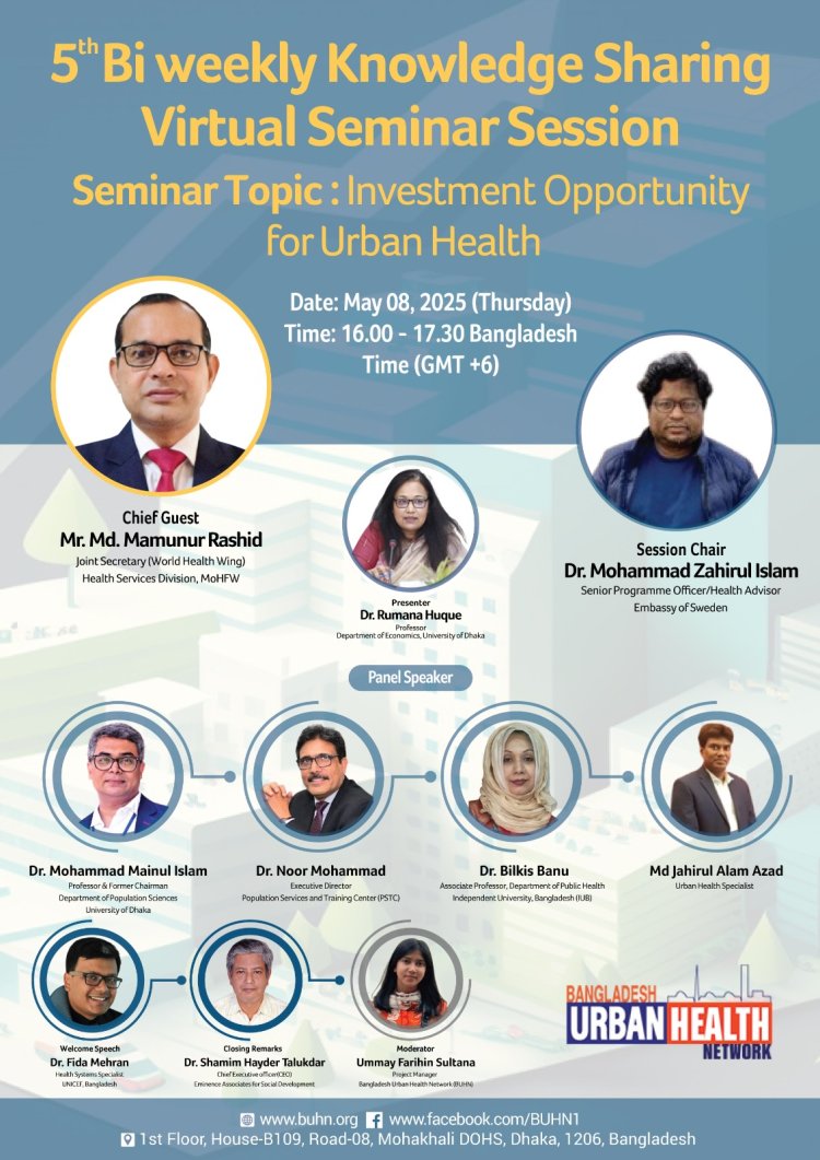 5th Bi-weekly Knowledge Sharing Virtual Seminar Session on Investment Opportunity for Urban Health