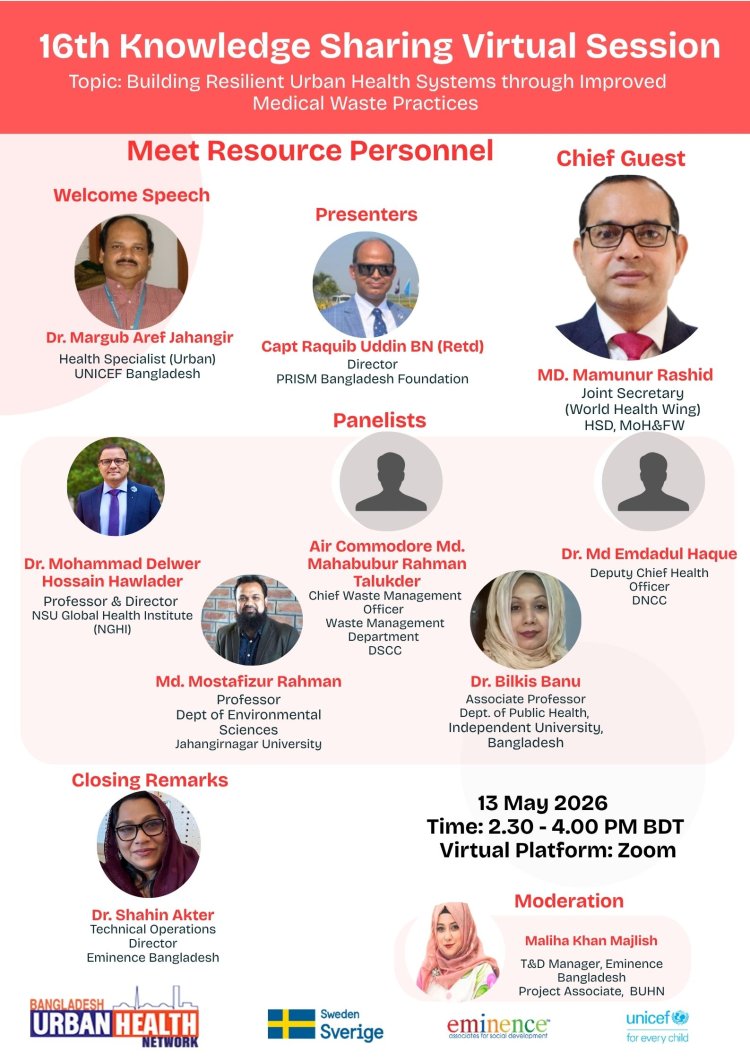 BUHN Hosts 16th Knowledge Sharing Seminar on Building Resilient Urban Health Systems through Improved Medical Waste Practices
