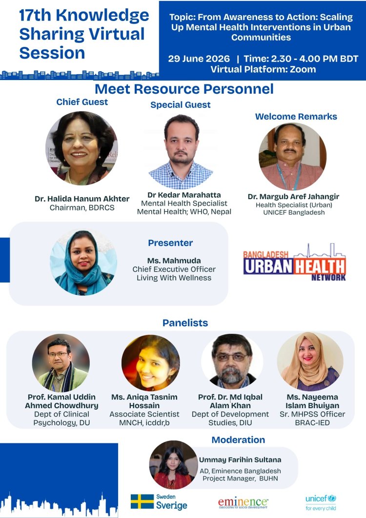 BUHN Holds 17th Knowledge Sharing Virtual Seminar on Scaling Up Mental Health Interventions in Urban Communities